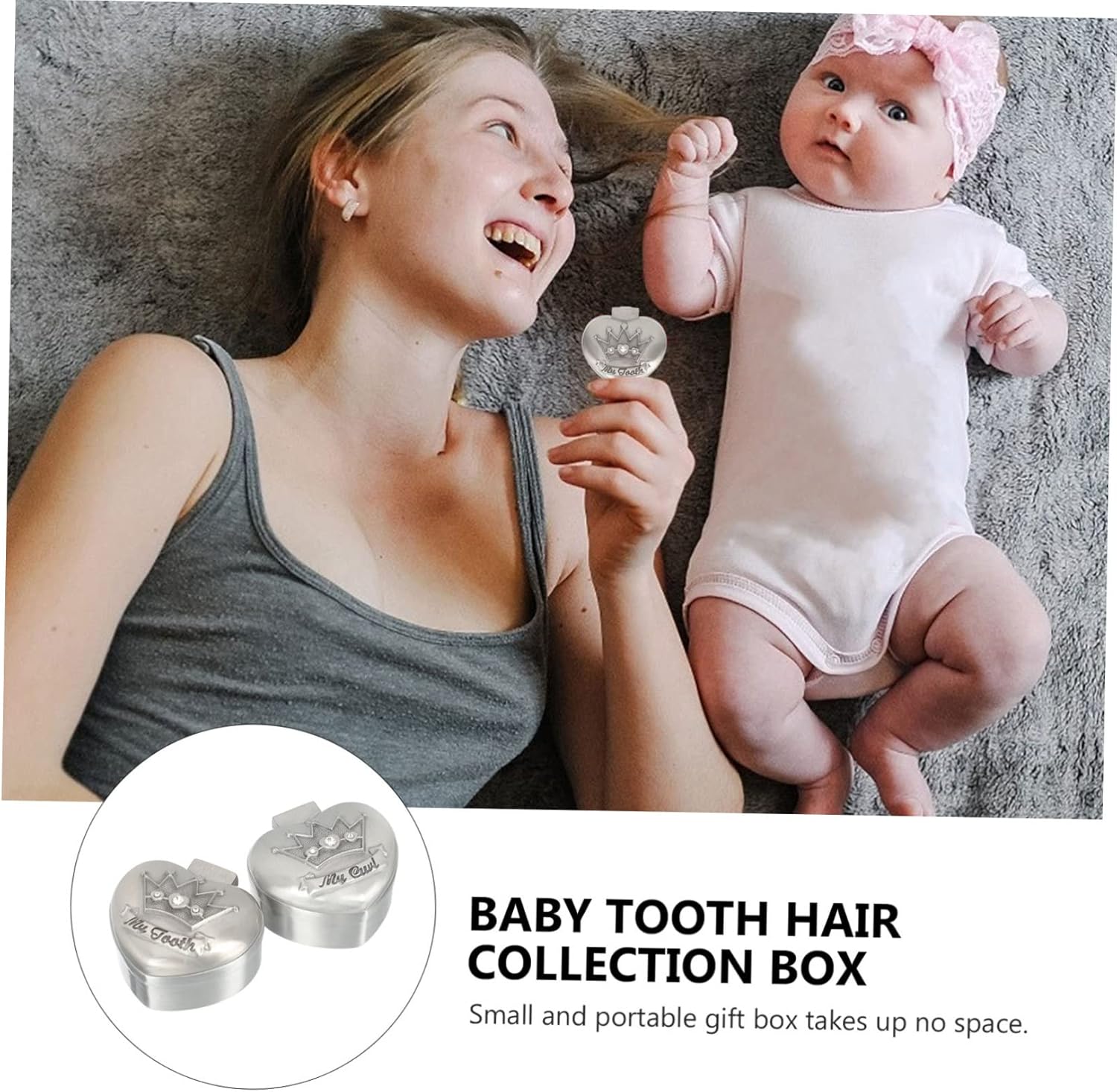 Abaodam 2pcs Alloy Keepsake Organizer Tooth Holder Durable Tooth Saver Box Adorable present for Childhood Memories