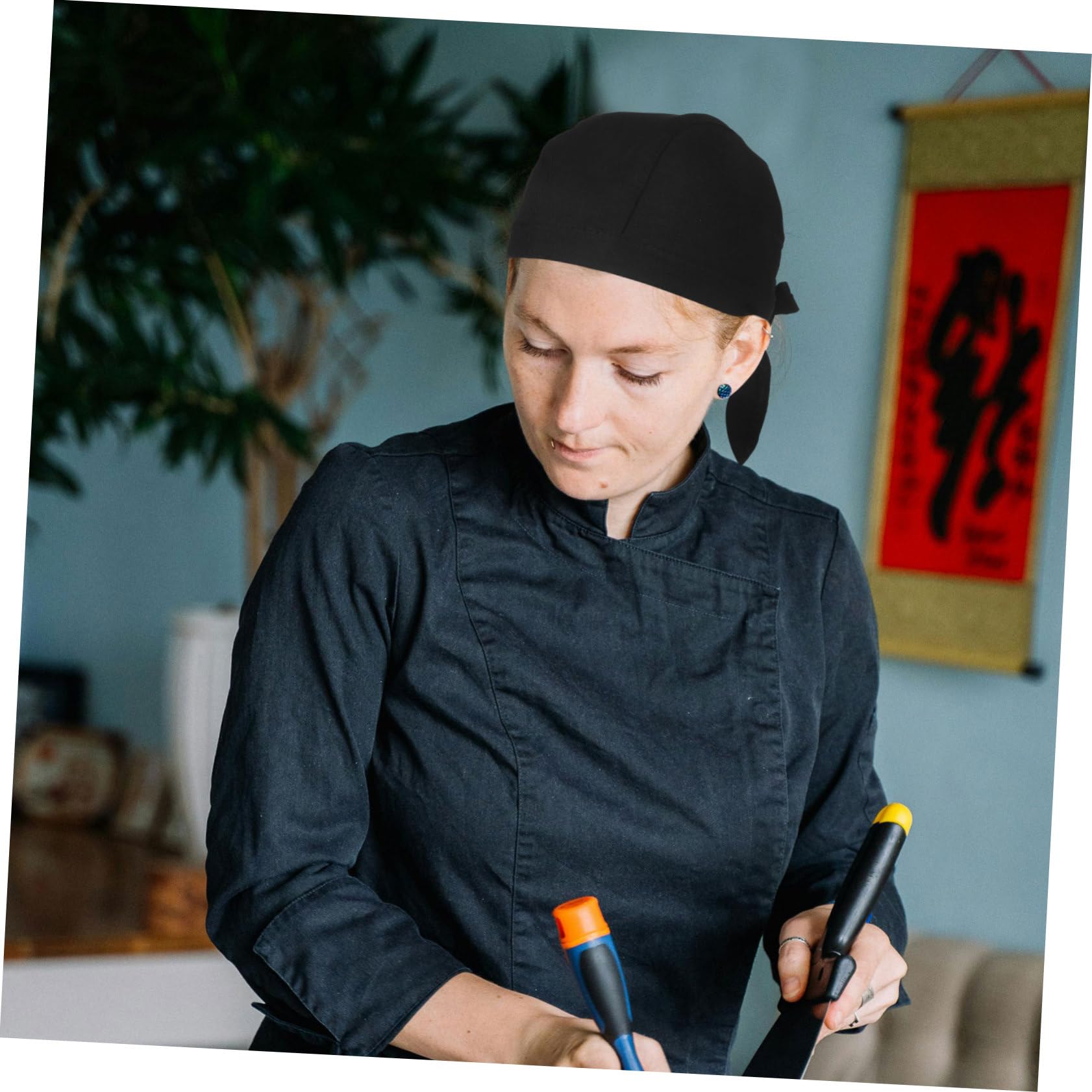 GALPADA Cappello da Chef in Cotone Nero, 6 Pezzi, per Ristorante | Sala da Pranzo e Cucina, Stile Semplice e Classico, Adatto a Chef di Ristorante