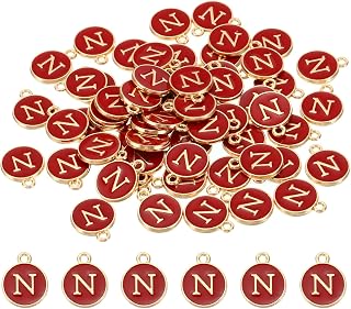 PATIKIL Letter Charm, 60Pcs Double Sided Alphabet Initial Charm Pendants Beads Enamel Charm for Bracelet Necklace Earring DIY Jewelry Making, Red