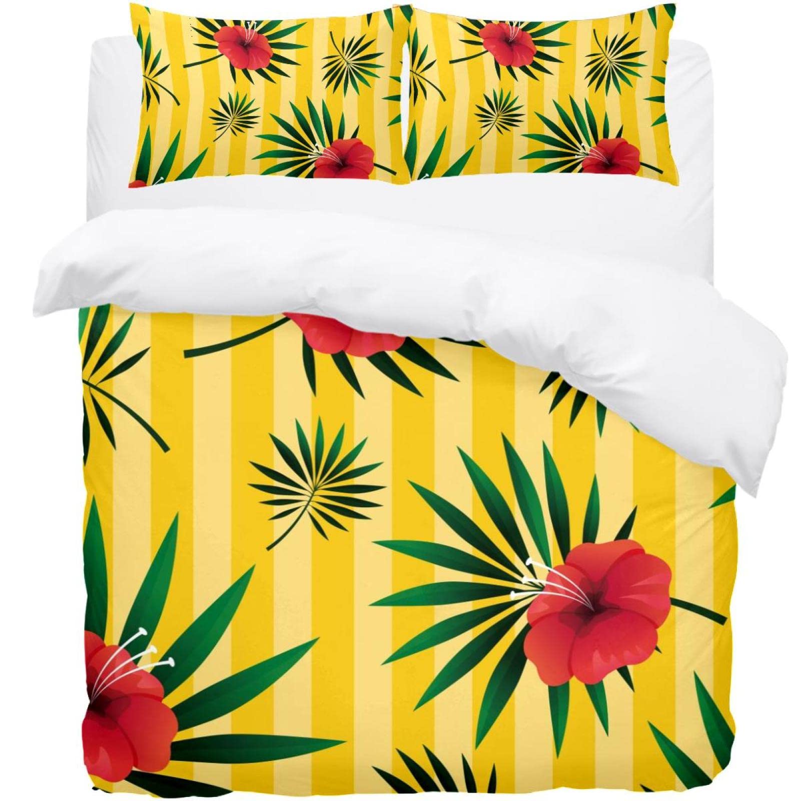 Parure de lit housse de couette feuilles tropicales pour chambre d'été
