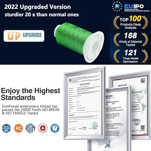 Miniatura 4 de Simthread Hilo de bordar verde 8 colores Madeira 550Yards, 40wt 100% poliéster para hermano, Babylock, Janome, Singer, Pfaff, Husqvarna, Bernina