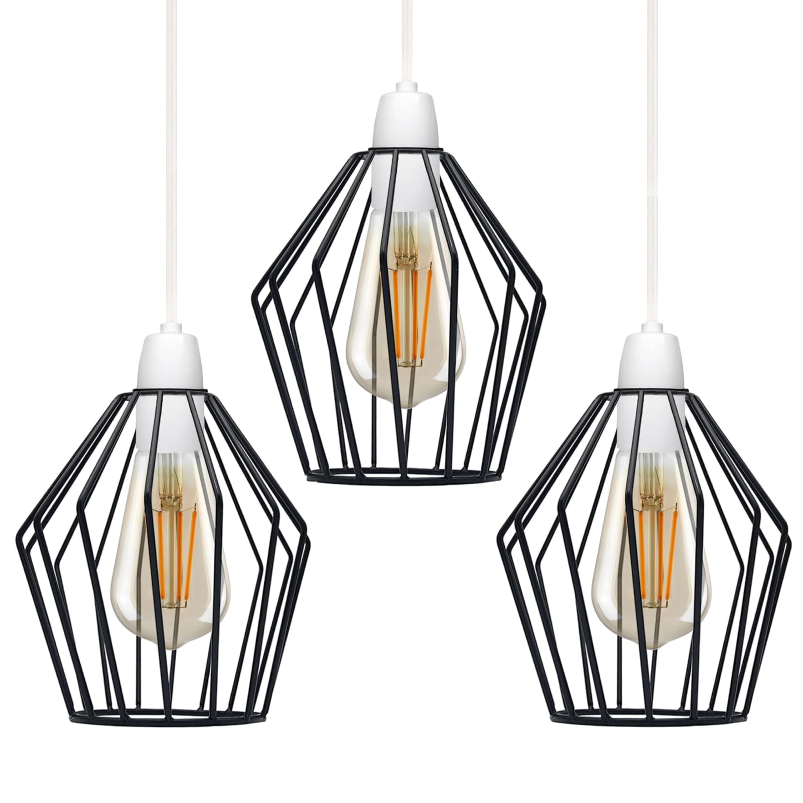 3 Pack Black Ceiling Light Wire Basket Metal Basket Pendant Lighting Ceiling Light Shade, Ceiling Fitting Light & Industrial Style Light for Indoor Pendant Light Shade lamp Shade — image 1