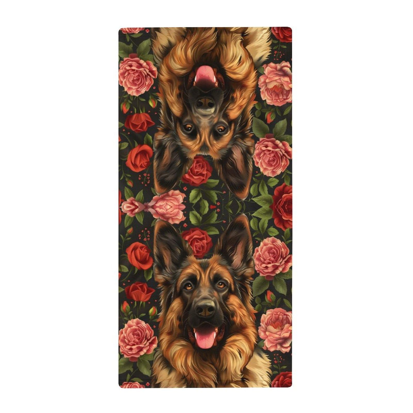 MoBlinko Valentines Day Dog Bathroom Hand Towels German Shepherd Dog Roses Flowers Absorbent Yoga Gym Face Towels Soft Fingertip Towel for Kitchen Hotel Home Decor 14 X 28 in