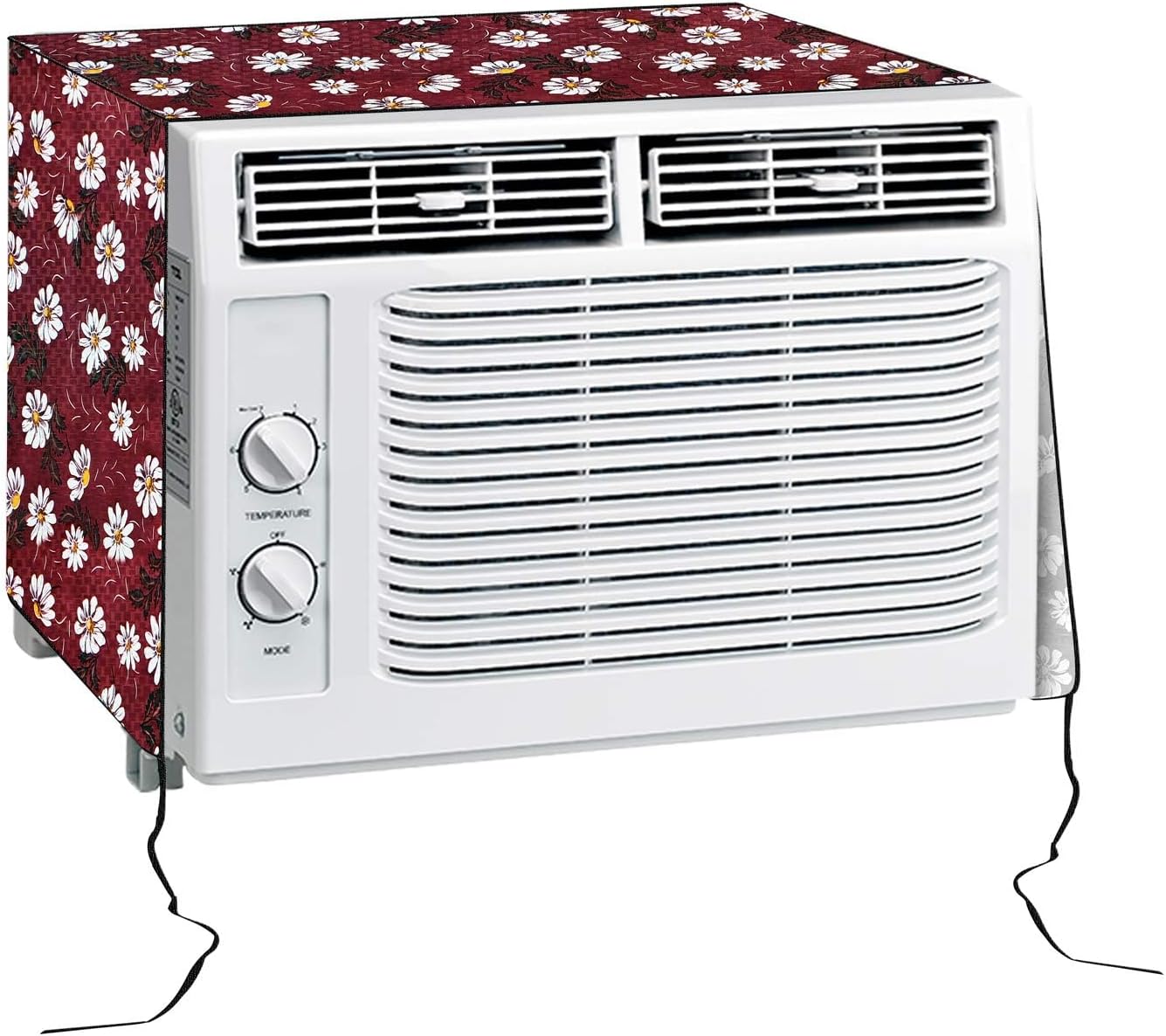 Aradhya traders Decorative Window AC Cover | Waterproof & Dustproof PVC Check Design | Outdoor Air Conditioner Unit Protection | Pink Flower Print | Compatible with 1.5 Ton Voltas AC