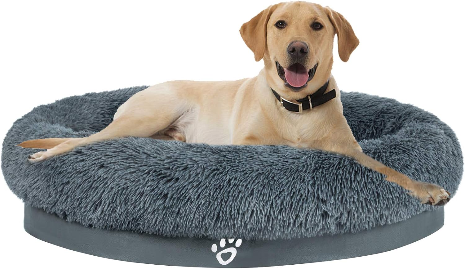 MFOX Calming Dog Bed (L/XL/XXL/XXXL) for Medium and Large Dogs Comfortable Pet Bed Faux Fur Donut Cuddler Up to 25/35/55/100lbs
