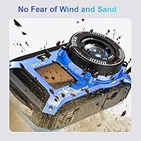 Vista 4 de Cámara subacuática 4K de 33 pies impermeable para snorkel con tarjeta de 32 GB de doble pantalla, compacta a prueba de polvo, enfoque automático Azul