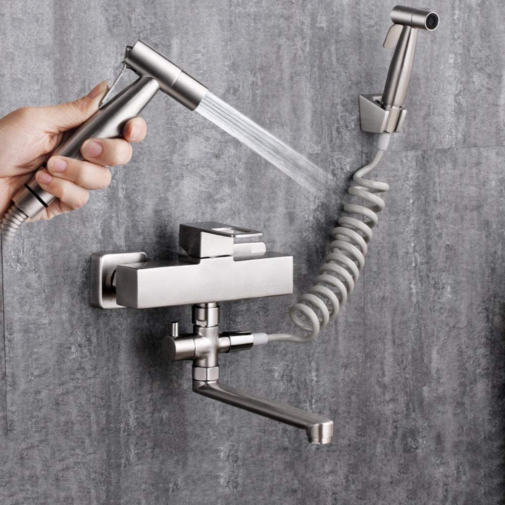 Robinet de cuisine mural acier inoxydable 304, mitigeur eau chaude et froide