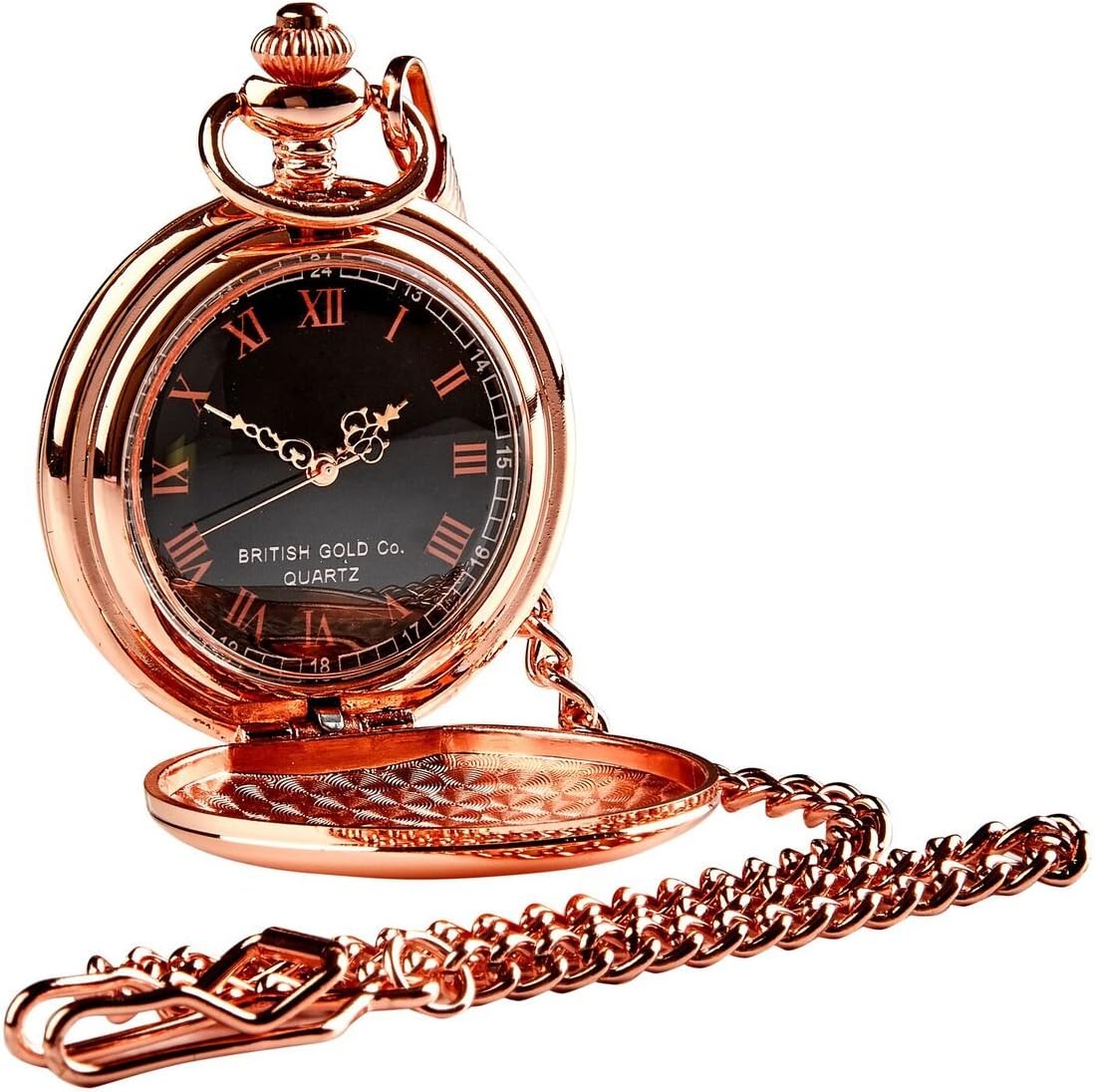 The Luxury VaultFamily Name Engraved Coat of Arms Rose Gold Pocket Watch and Chain Luxury Gift Crested Family Name Crest Engraved