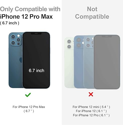 Miniatura 2 de SURPHY Funda de piel sintética compatible con iPhone 12 Pro Max de 67 pulgadas funda de piel sintética de alta calidad con botones metálicos y forro