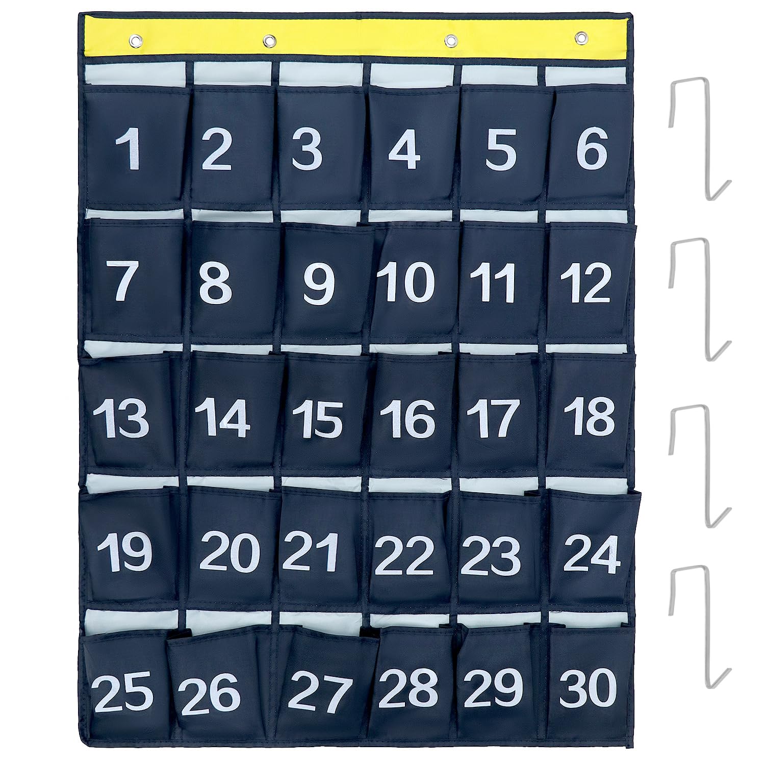 QWORK® Bolsa de Almacenamiento con 30 Bolsillos - Organizador y Soporte para teléfono móvil que Ahorra Espacio (Azul Marino, 79 x 60 cm)