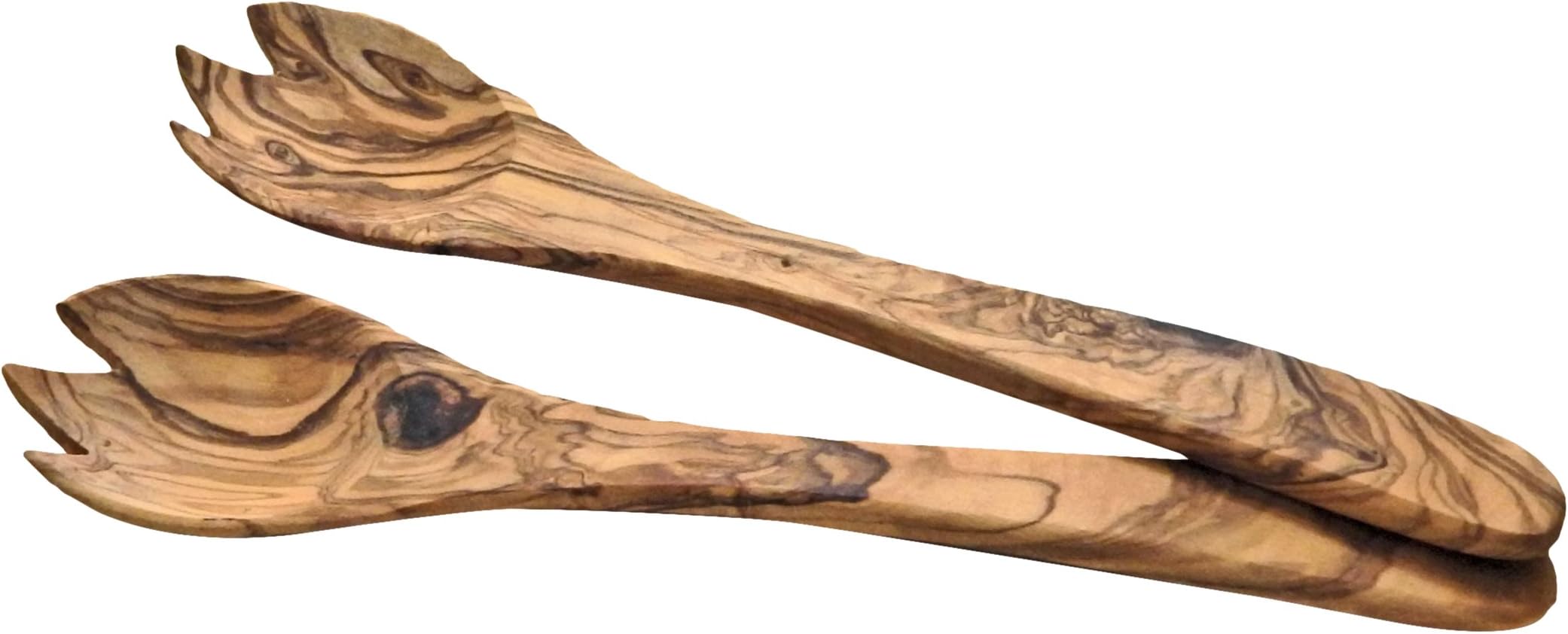 Le Souk Olivique Olive Wood Spork with Curved Handle (Set of 2), Large, Natural