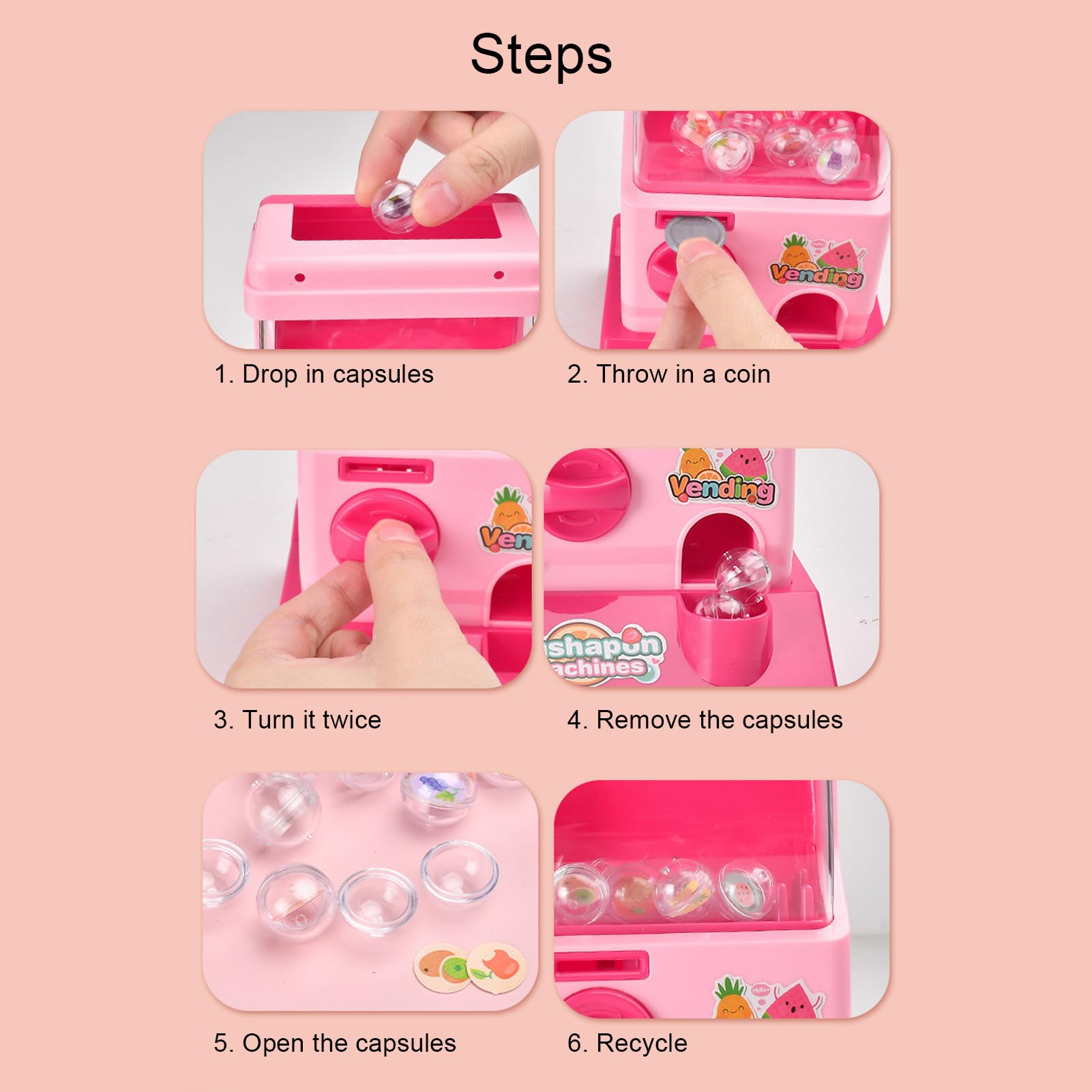 HELEVIA Kids Capsule Vending Machine, Miniature Capsule Toy Machine - Image 4