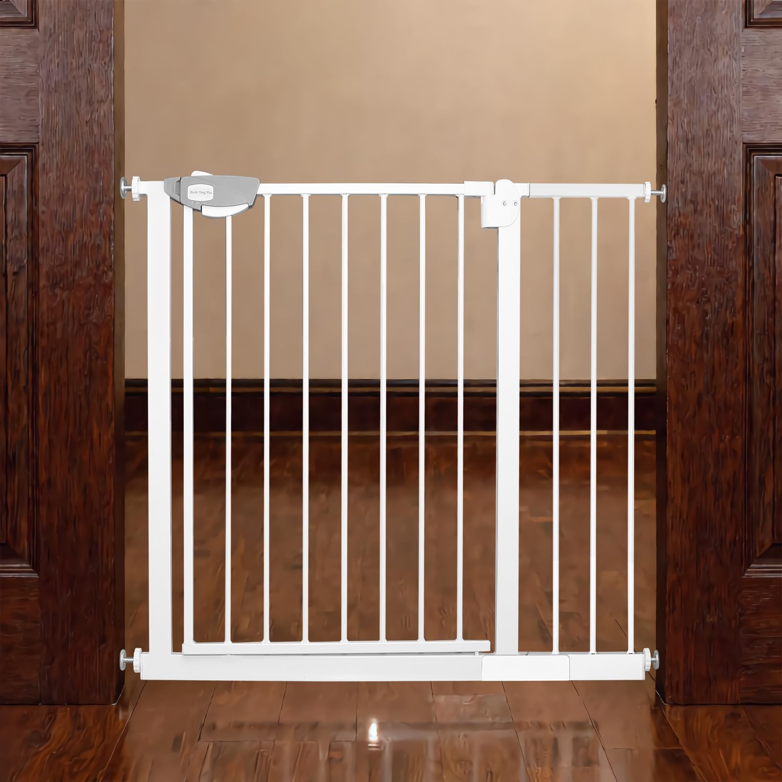 SAILUN Baby Safety Gate for Doorways & Stairs, Adjustable 95-105 cm, Auto Close Child Safety Gate with Double Lock, Pressure Fit No Drilling, White — image 1