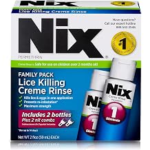 Nix Lice Killing Creme Rinse Family Pack, 2 oz & Nit Removal Comb, 2 Pack