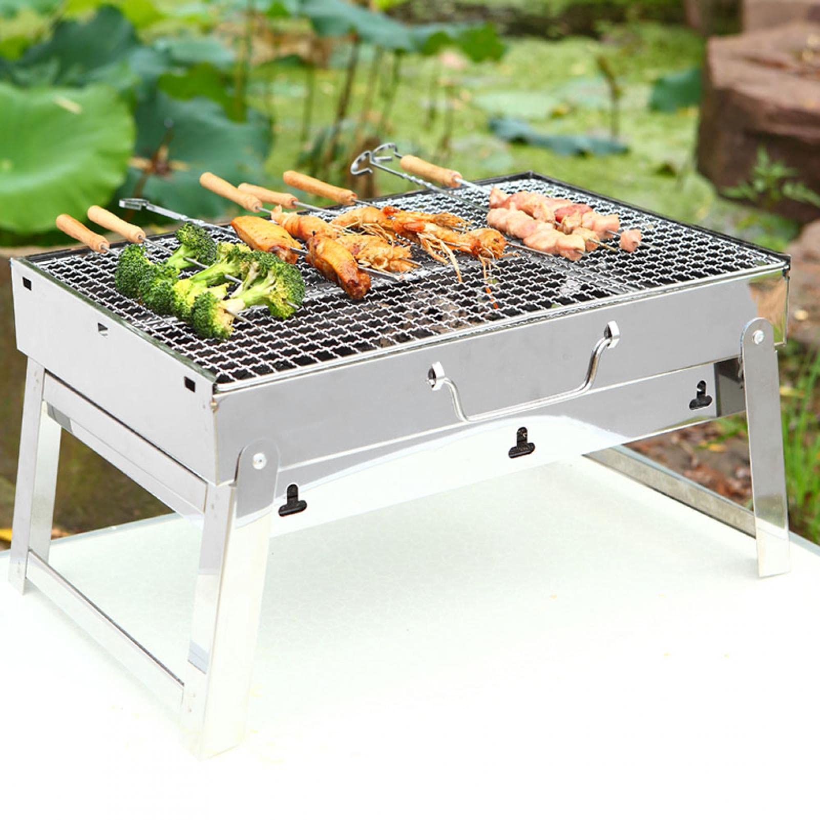Grill ze stali nierdzewnej - Łatwy w użyciu grill Grill węglowy Bez rdzy do grilla Kebab do japońskiego grilla 35x27x20cm
