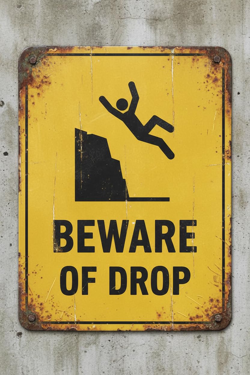 Wall Decor Beware Of Drop - Caution Sign Metal Sign 8x12Inch Clear Signage For S, Fences Vintage Signs Aluminum Plates Printed