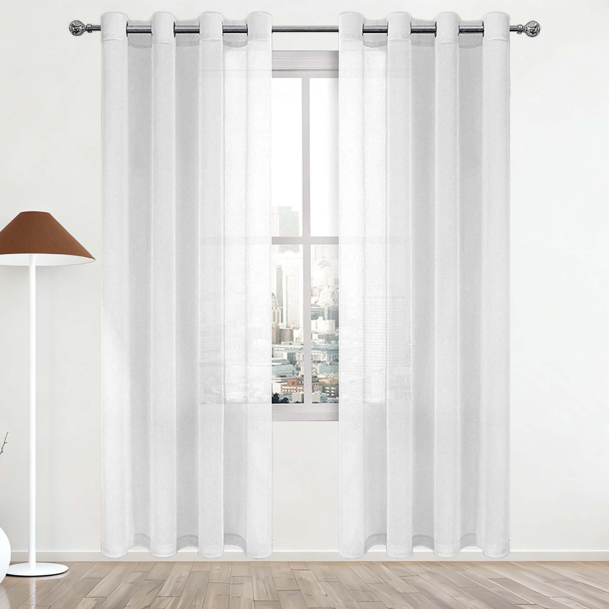 Rideau élégant voilage demi transparent blanc 500x250 de haute qualité