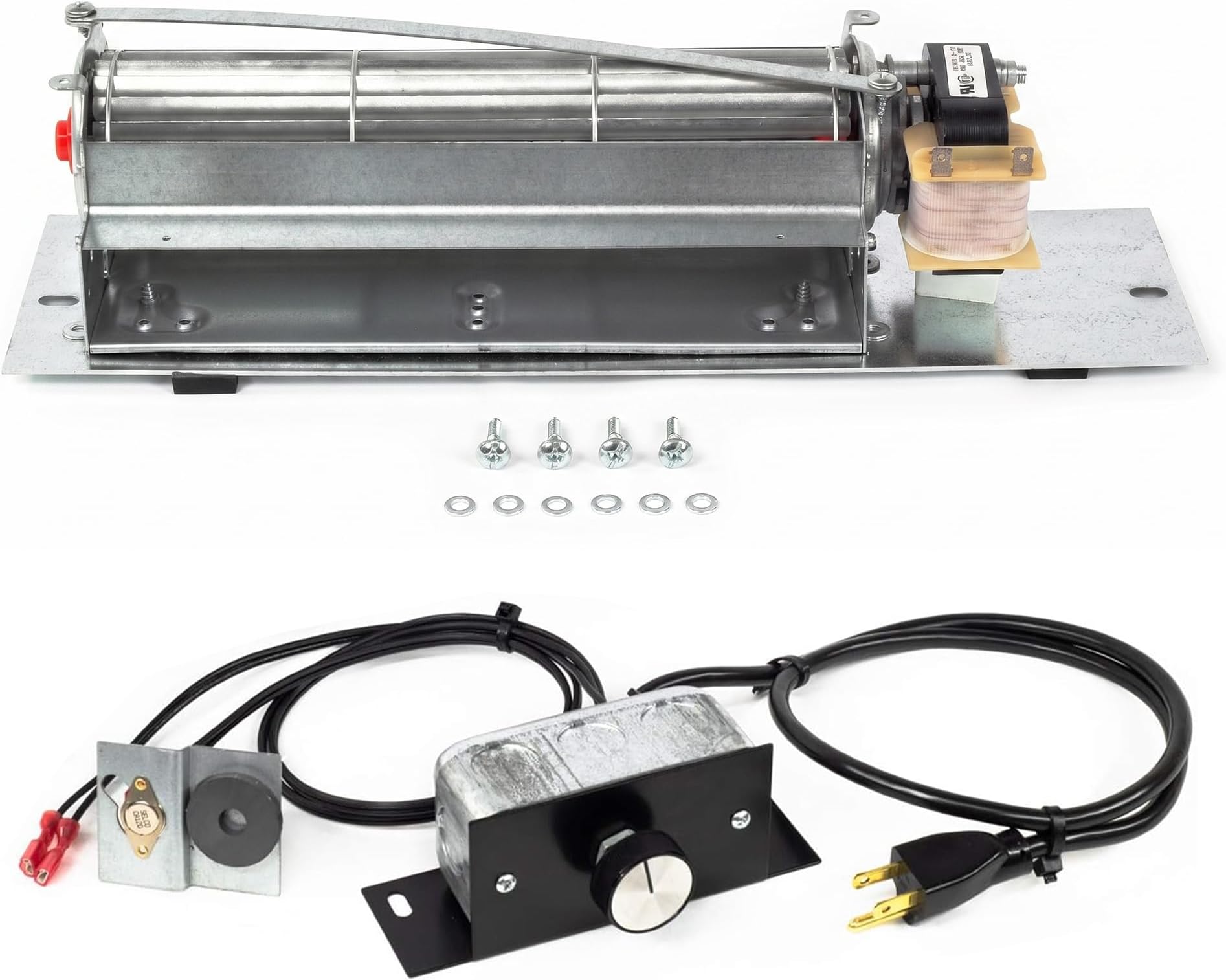FK24 Fireplace Blower Fan Kit for Majestic, Martin, Temco, & More - Ball Bearing, Energy-Efficient Fireplace Fan Blower Kit w/Quiet High Airflow Motor - Easy to Install Home Heating Accessories