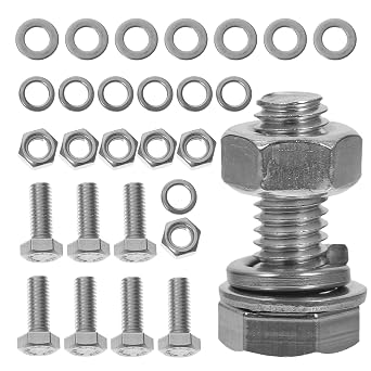 20pcs M6 Stainless Steel Hexagon Screw Nut and Bolt Set with 16mm Thread Length and Flat Washers Metric Bolt Kit for Industrial and Mechanical Fastening Applications