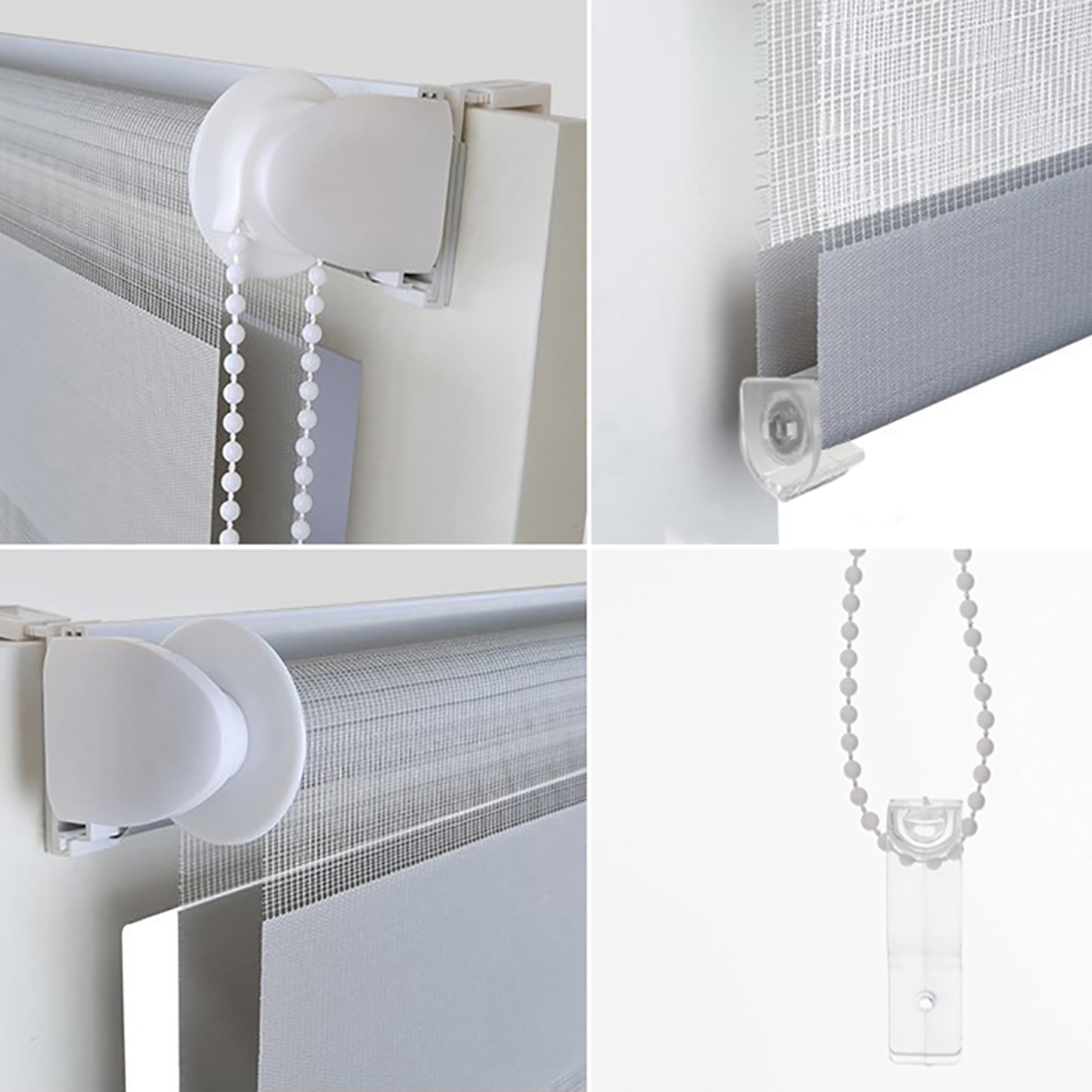 ECOMMERC3 | Estor Enrollable Noche y Día Sin Taladrar Tamaño 130x150 - Estor Easyfix SIN Herramientas Tamaño Tela 127x145 - Estor Noche y Día Gris Plata