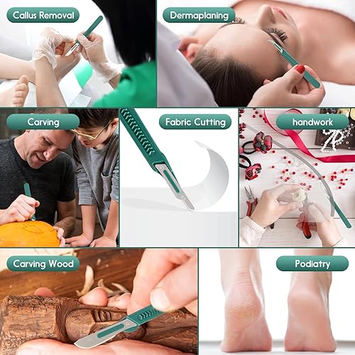 Miniatura 8 de Medicure - Bisturíes desechables de varios tamaños, cuchillas afiladas de acero inoxidable  Paquete de 10  Bolsas individuales estériles  para