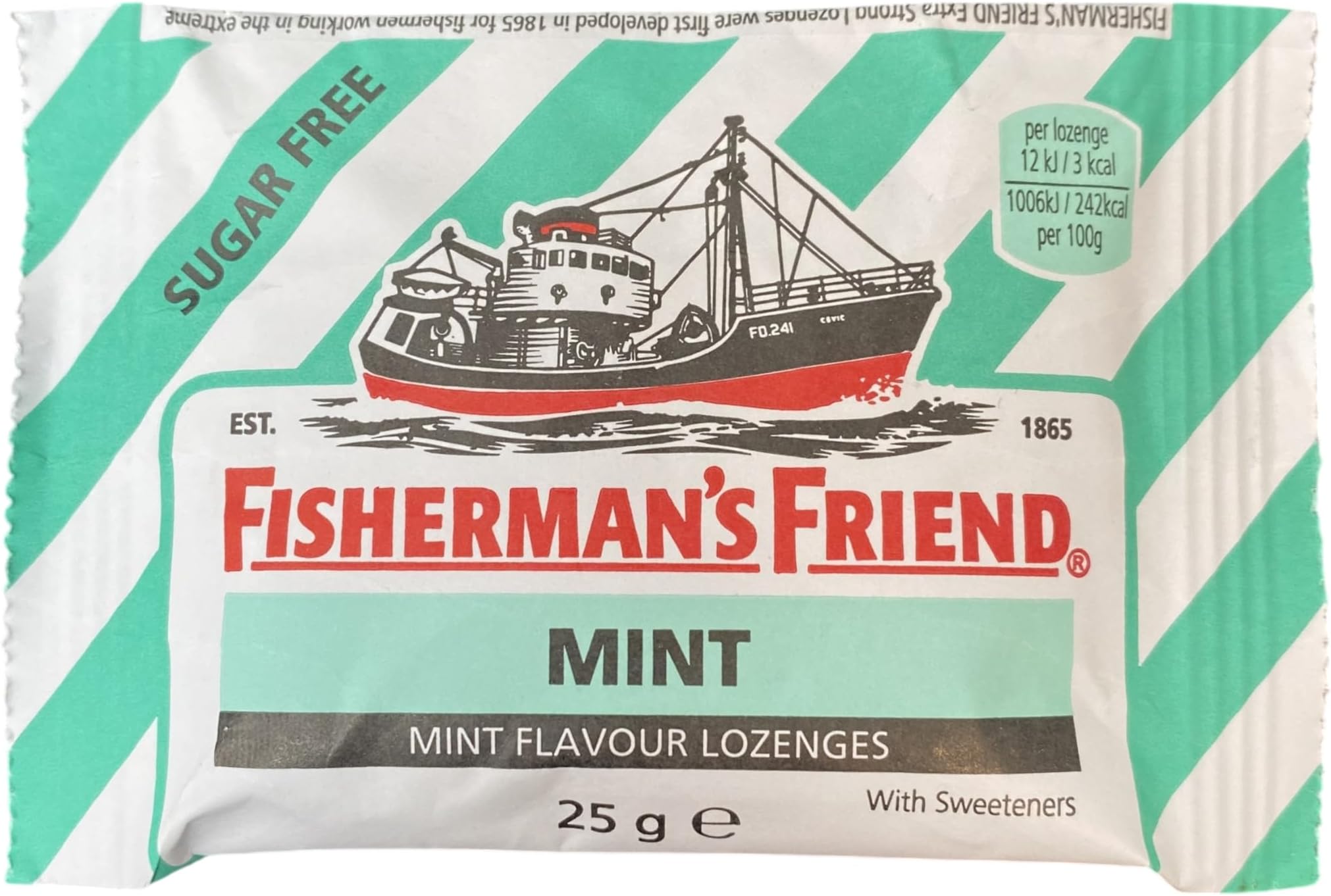 Fishermans Friend Mint Sugar Free Extra Strong Menthol Lozenges, Pack of 24 (25 g) | Mint Extra Strong Menthol Lozenges, Sugar Free, Pack of 24