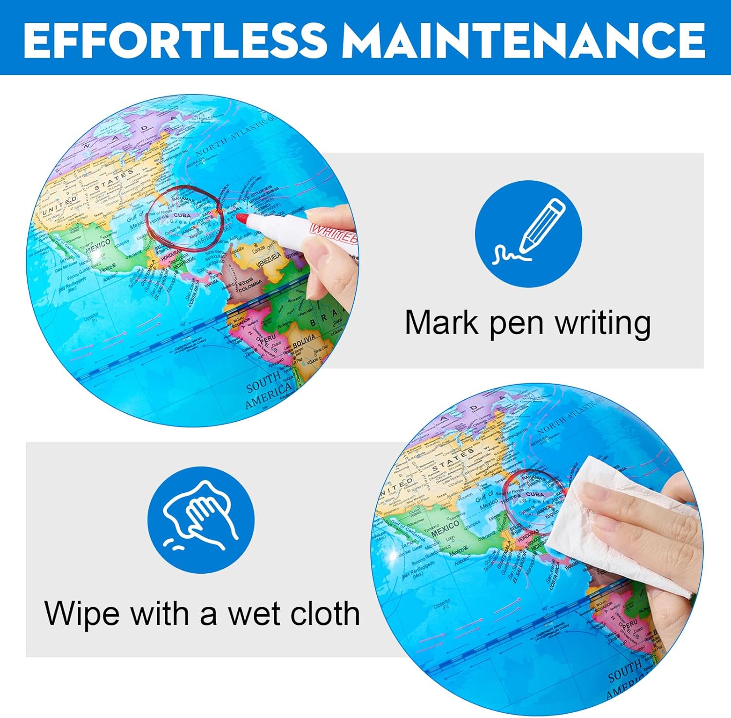 GOCHANGE 10in Kids Globe, Educational Geography Tools with Stable Thickened Base, 360° Rotating Globe for Learning, Classroom & Home School Supplies & Gifts