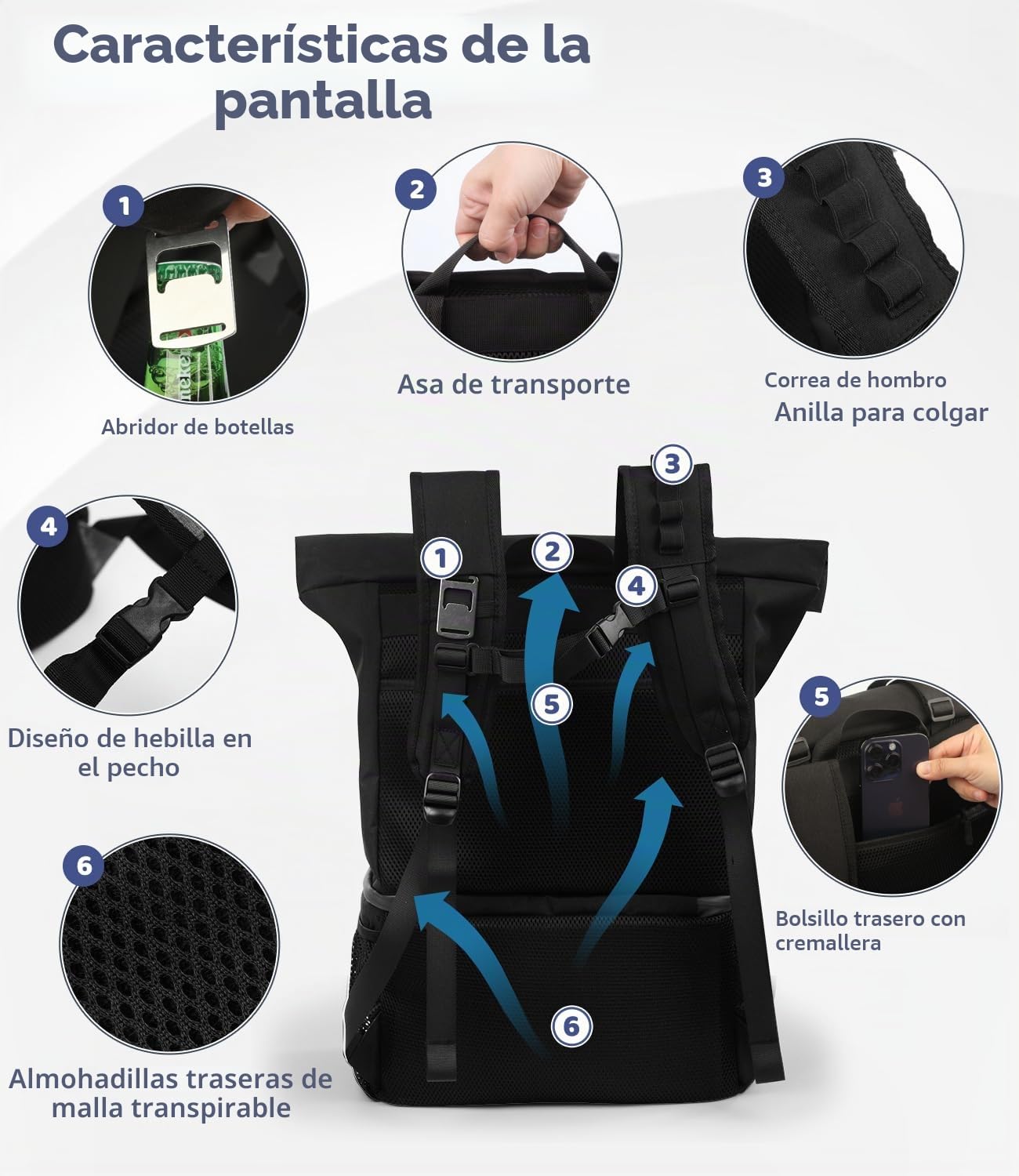 DEWUR Mochila térmica grande de 35 L, 2 en 1, bolsa térmica con doble aislamiento, mochila impermeable para pícnic, playa, barbacoa, camping, viajes, familia