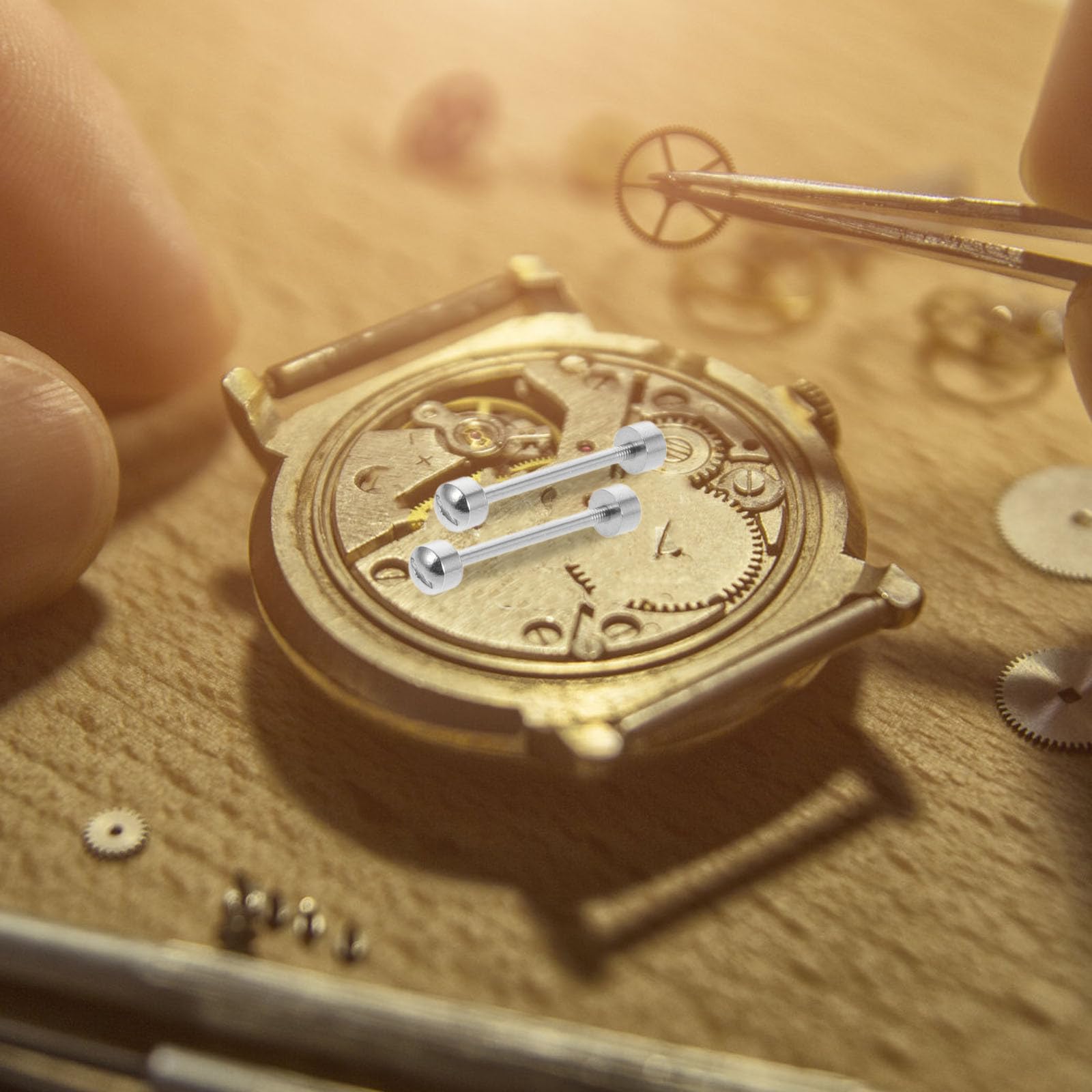 VICASKY Tiges de Vis de Montre en Métal Argenté, Facile à Installer, pour Réparer et Connecter Fermoirs et Bracelets de Montre, Lot de 2 Pièces pour Horlogers