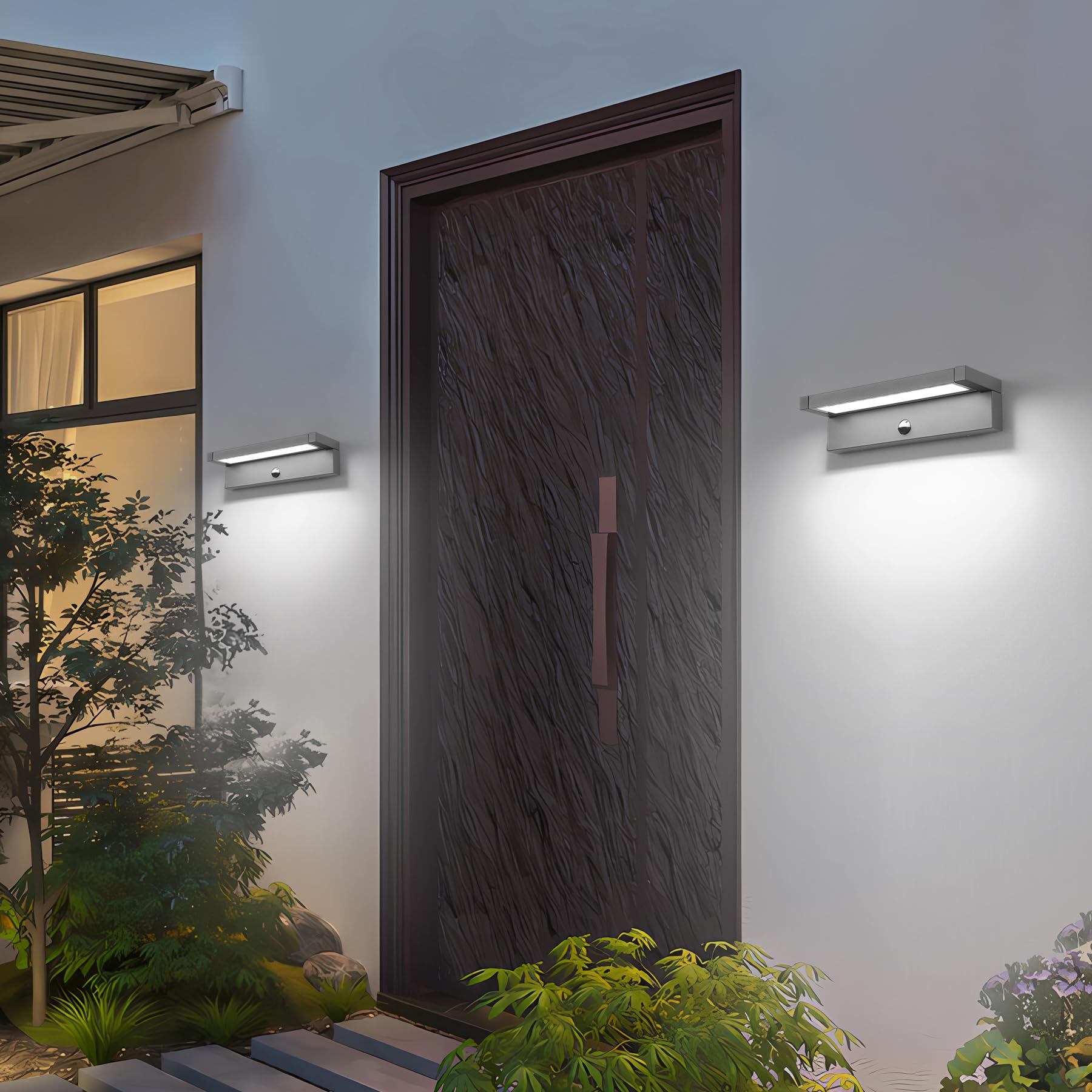 KUKAK LED 36W Applique Murale avec Détecteur de Mouvement,6500K,Gris Foncé