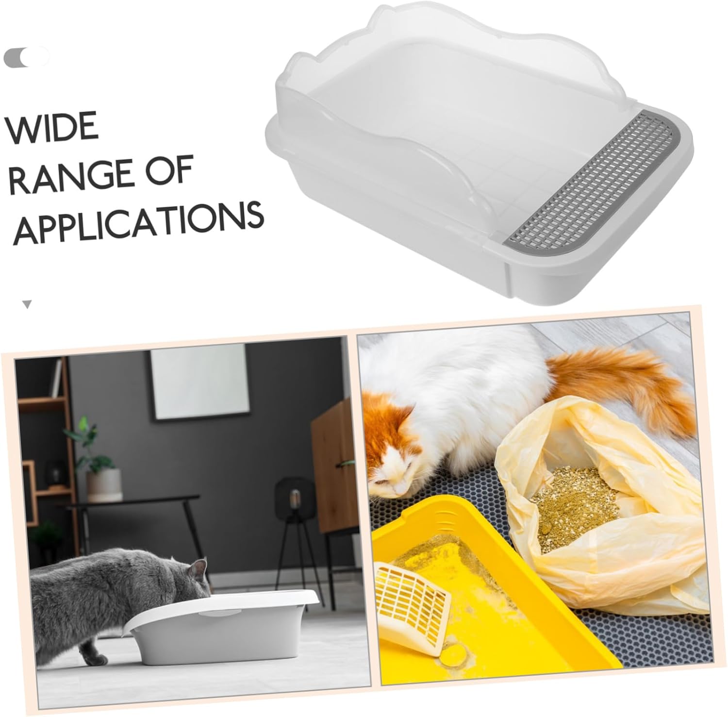 Semi-Enclosed Cat Litter Box with Splash Design Large Capacity Household Cat Toilet with Sand Retention Pedal and Hanging Scoop for Kittens