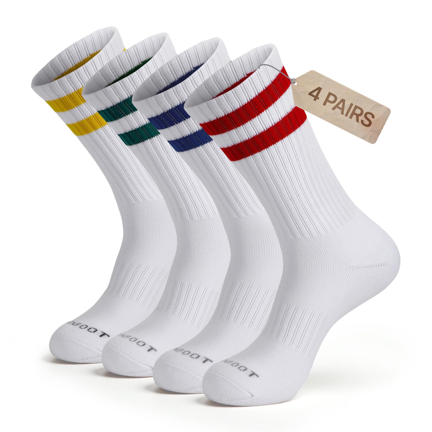 MONFOOT 3-8 Pairs Cushioned Athletic Crew Socks Women Men Moisture-Wicking OEKO-TEX STANDARD 100
