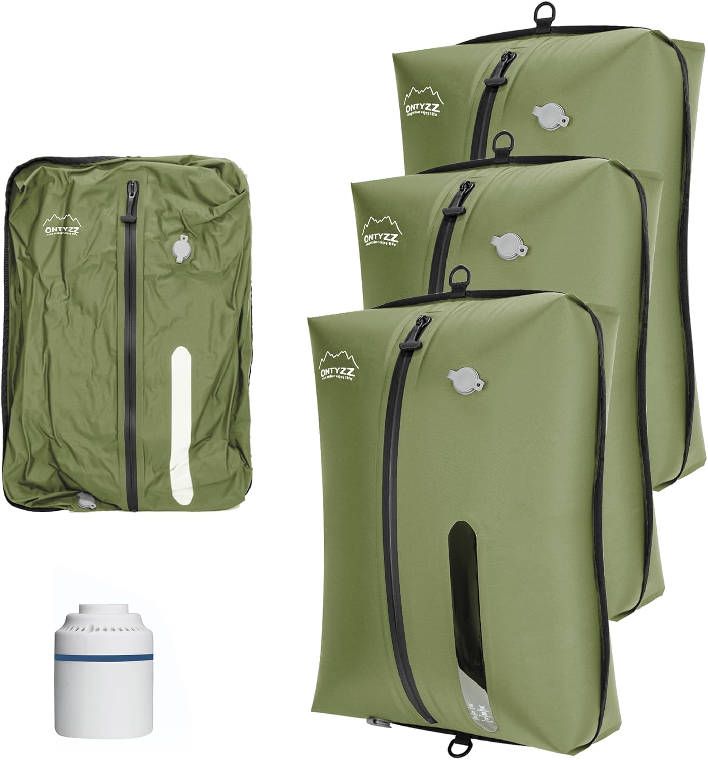 ONTYZZ TPU Vacuum Bag for Travel Reusable Compression Bag with IPX8 Waterproof Zipper Durable Space Saver Bag，LargeTwo Pack Dark Black with Air pump