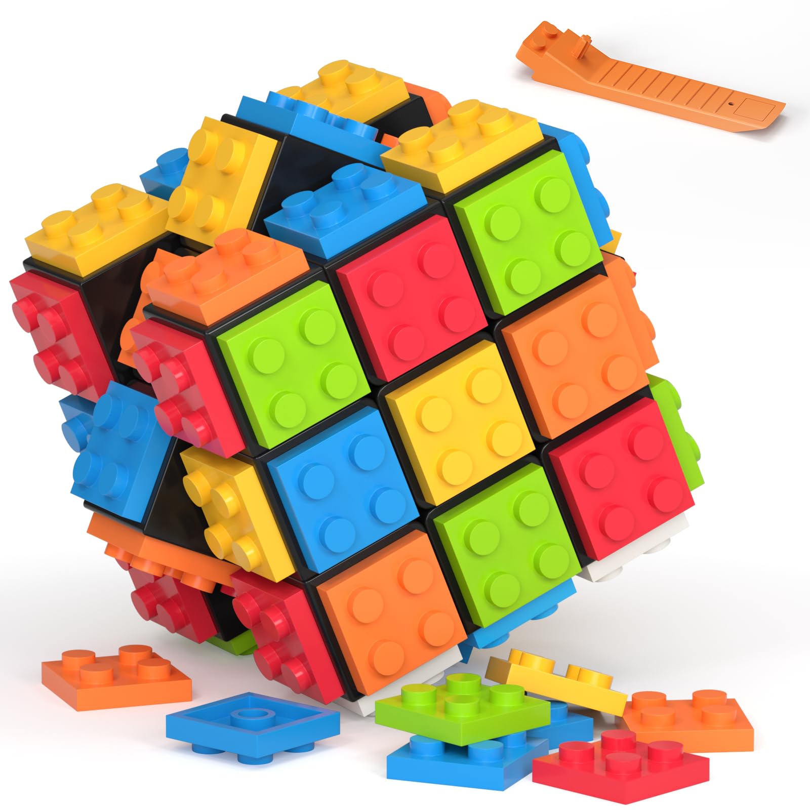 Vdealen Cubo de Build-on Brick 3D Puzzle Cube de 3x3 Cubo Original, Ladrillos Speed Cube para Principiantes y Avanzados, Regalo para Niños, Adolescentes y Adultos(Negro)