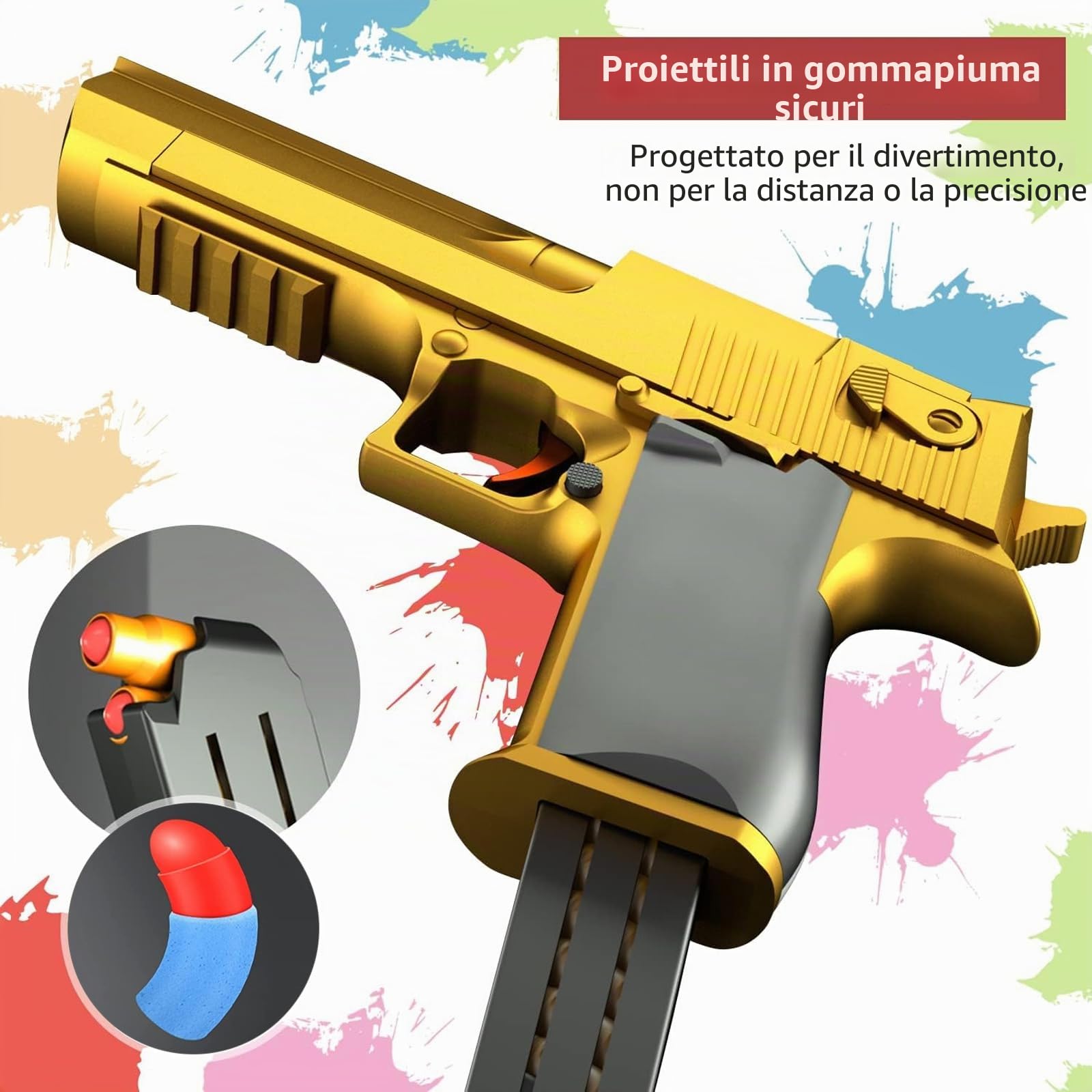 Pistola giocattolo,Pistola Giocattolo a Proiettile Morbido,Giocattolo di Schiuma Blaster,Giocattolo Blaster Proiettile in Schiuma Morbida,Soft Bullet Toy Gun,Regali di Compleanno per 14+