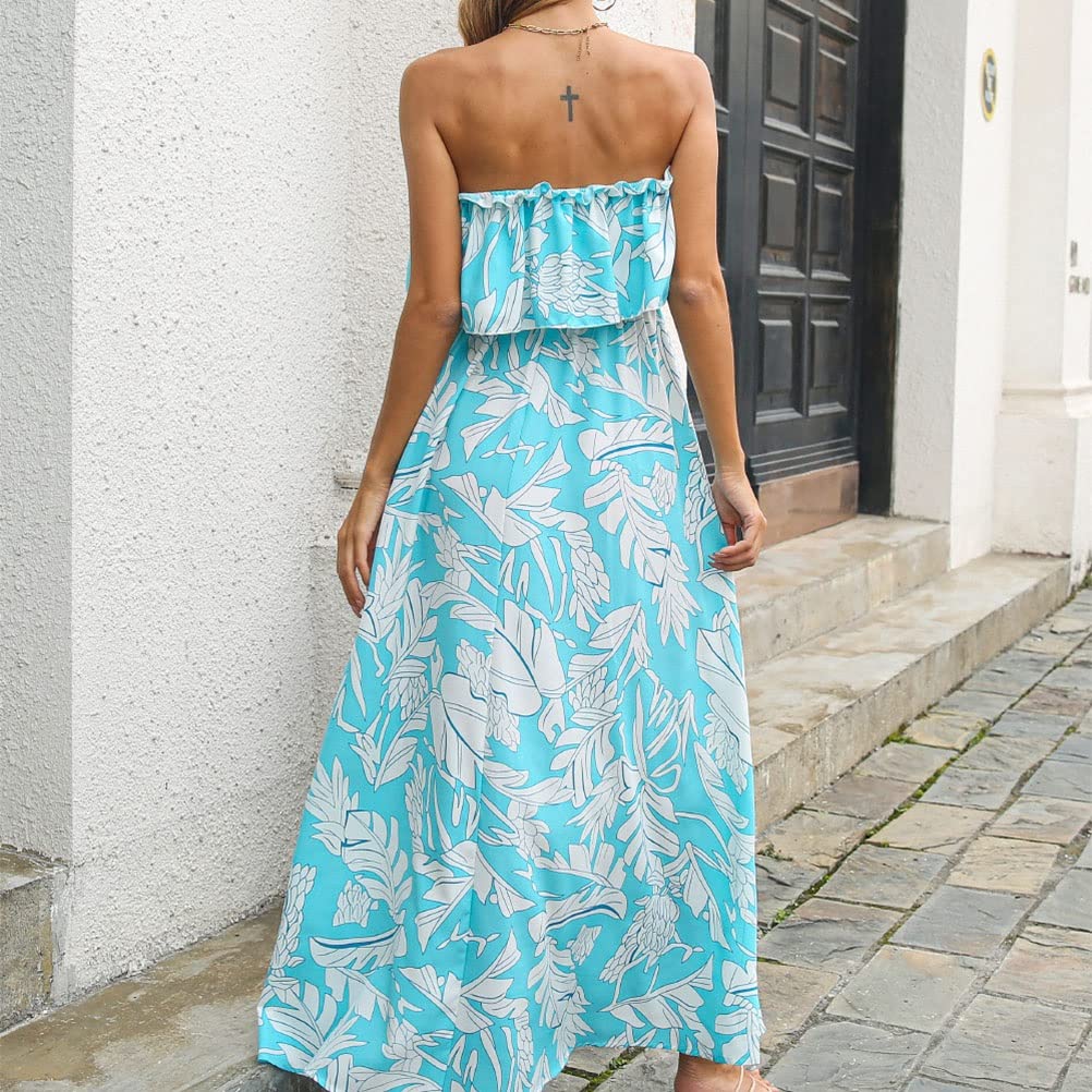 Amazon.com: DHNCBGFZ Women's Maxi Dress Flowy Halter Neck Tie Plunge  Backless Elastic Waist Summer Strapless Casual Off Shoulder Wrap(B,L/Large)  : Clothing, Shoes & Jewelry