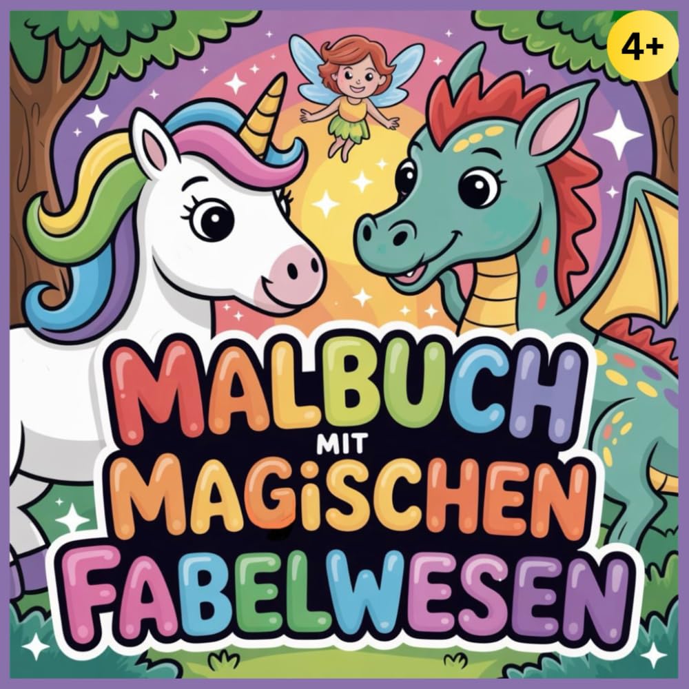Malbuch mit magischen Fabelwesen: Mit 50 schönen Motiven zum Ausmalen - für Kinder ab 4 Jahren