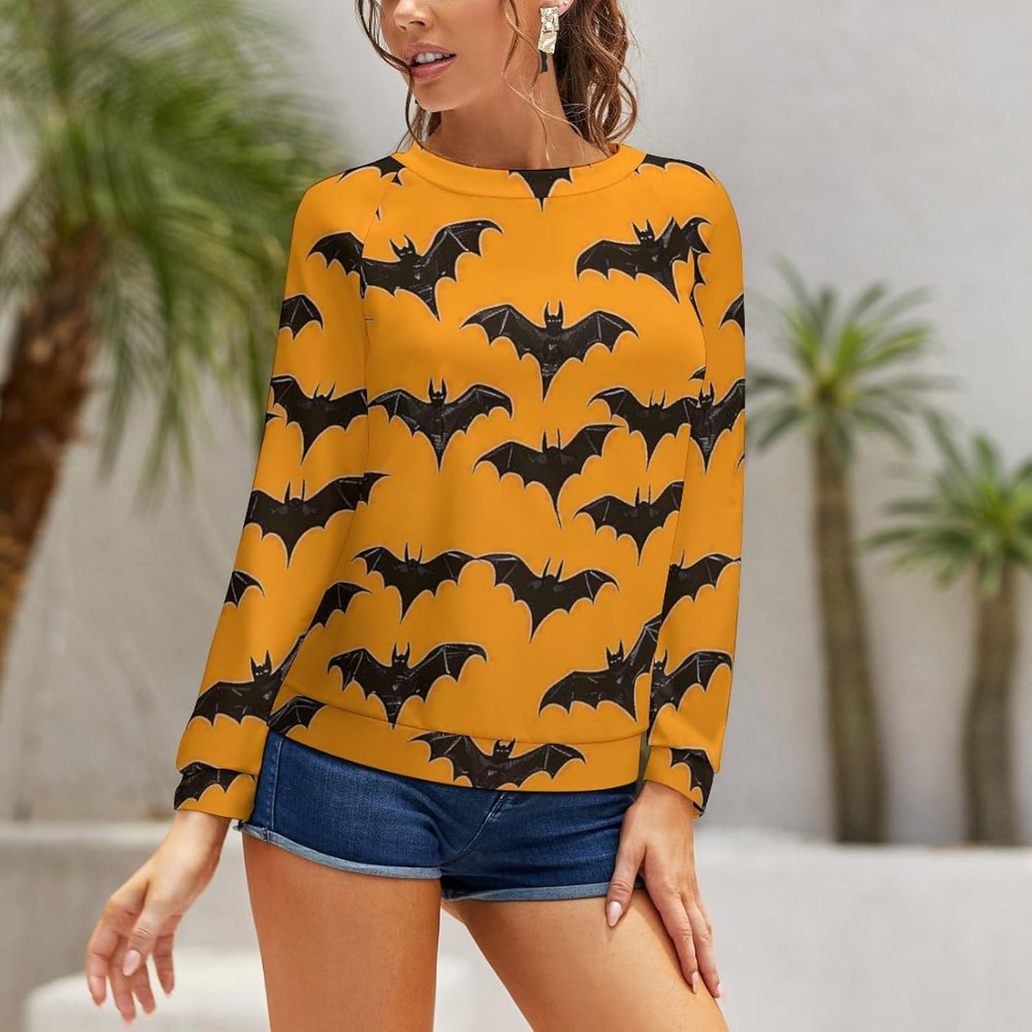 Sweatshirt for Women Halloween Print Fashion Comfy Fall Oversized Outfits Crewneck Lightweight Cotton Shirts - Image 6