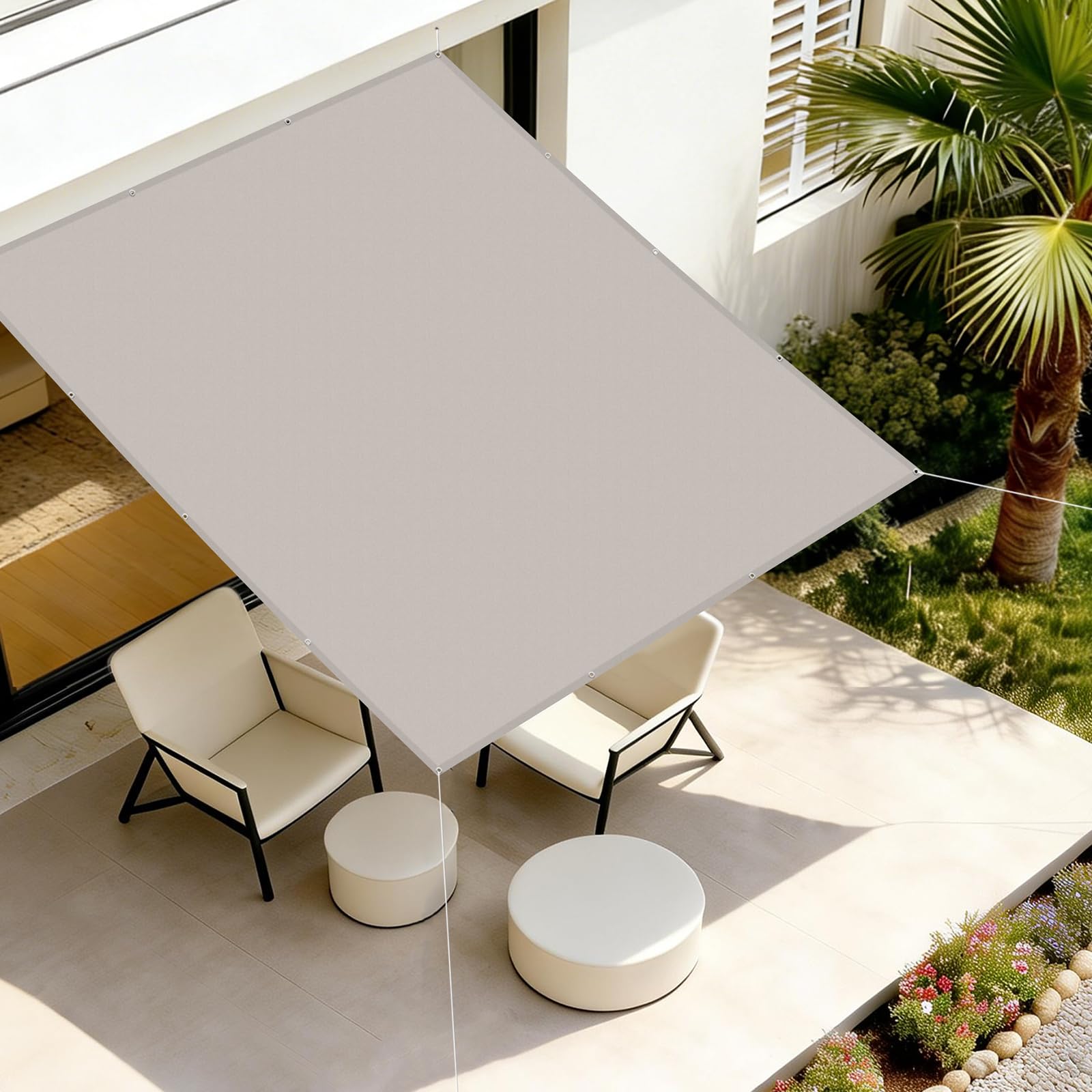 AXT SHADE Voile d'ombrage Imperméable Rectangulaire 1x2m Toile Ombrage UV Protection avec Oeillets pour Terrasse Jardin Extérieur-Taupe