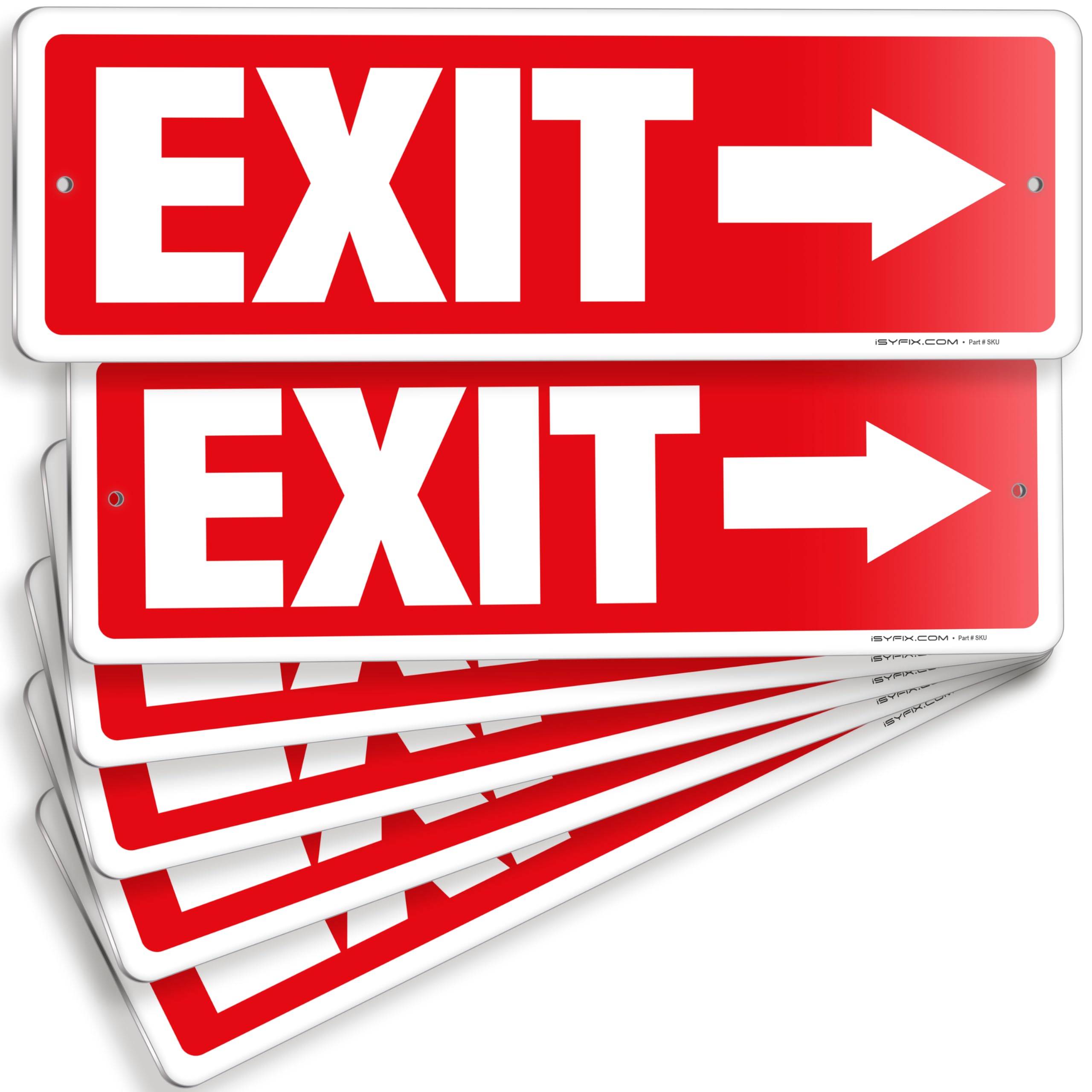 iSYFIX Exit Signs 6 Pack 12x4 Inch with Directional Right Arrows - Rust Free Aluminum, Laminated for UV, Weather, Scratch Resistance - Ideal for