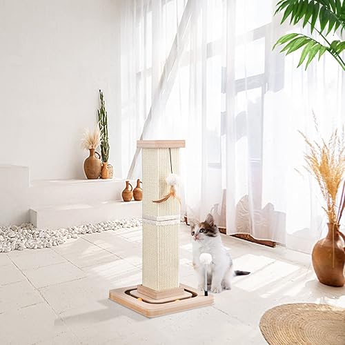 Miniatura 8 de LIFLIX Rascador de gato de 27 pulgadas, rascador de sisal para gatos con bolas de seguimiento interactivas y bolas colgantes, postes rascadores