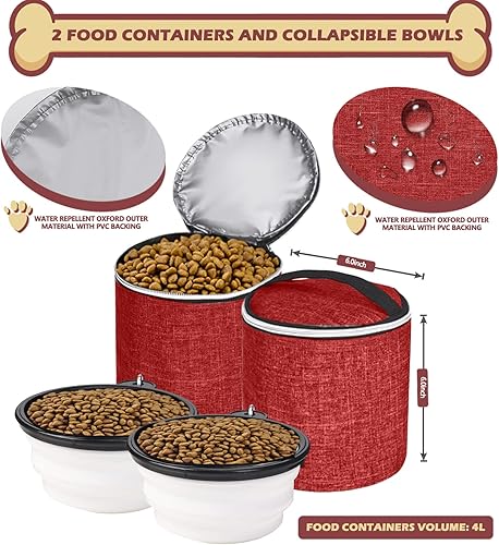 Miniatura 4 de BAGLHER Mochila de viaje para perros, mochila de suministros para mascotas aprobada por aerolíneas, mochila de viaje para perros con 2 cuencos