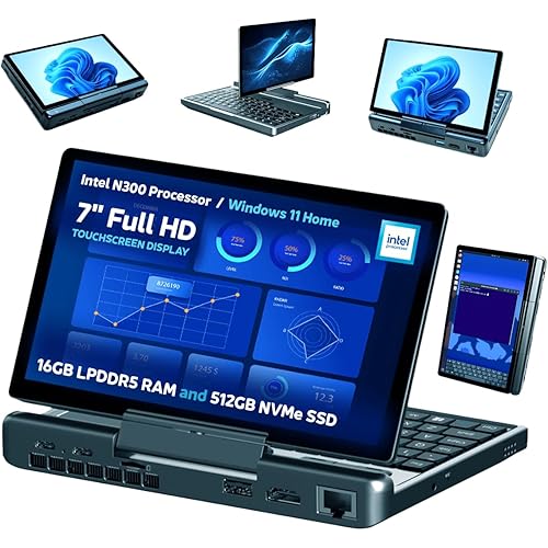 GPD MicroPC 2 | Portable Mini Laptop with 7" 1080P Display | with Intel Processor N300, UHD Graphics; 16GB LPDDR5, 512GB NVMe SSD; 2.5G Ethernet, USB-C, HDMI 2.1, Wi-Fi 6, BT 5.2