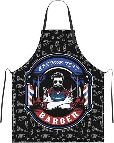 MLIANCEN Custom Barber Apron for Men Women, Personalized Barbershop Apron with Pockets, Customized Apron