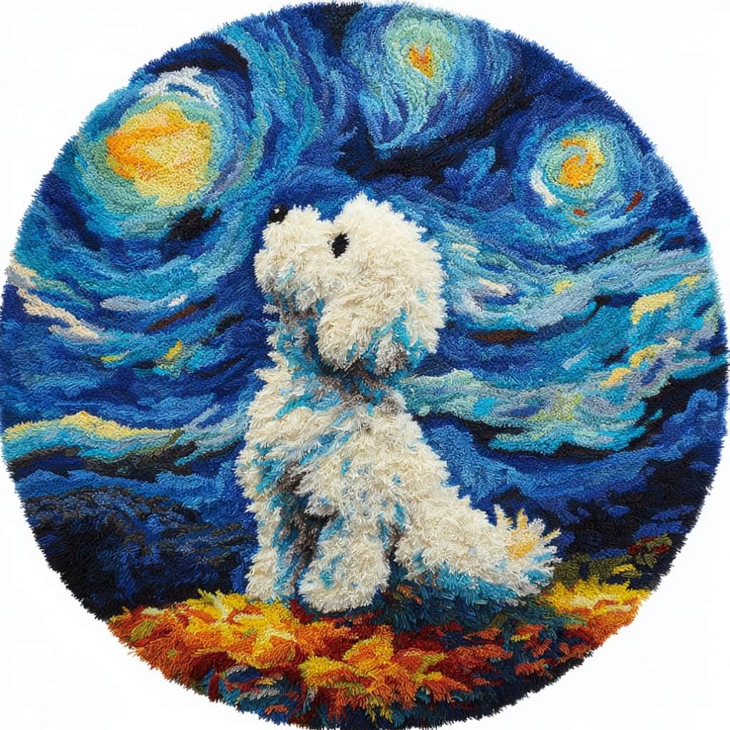 WallustrioaW Round Latch Hook Rug Kits Dog for Adults and Starter 50 * 50Cm