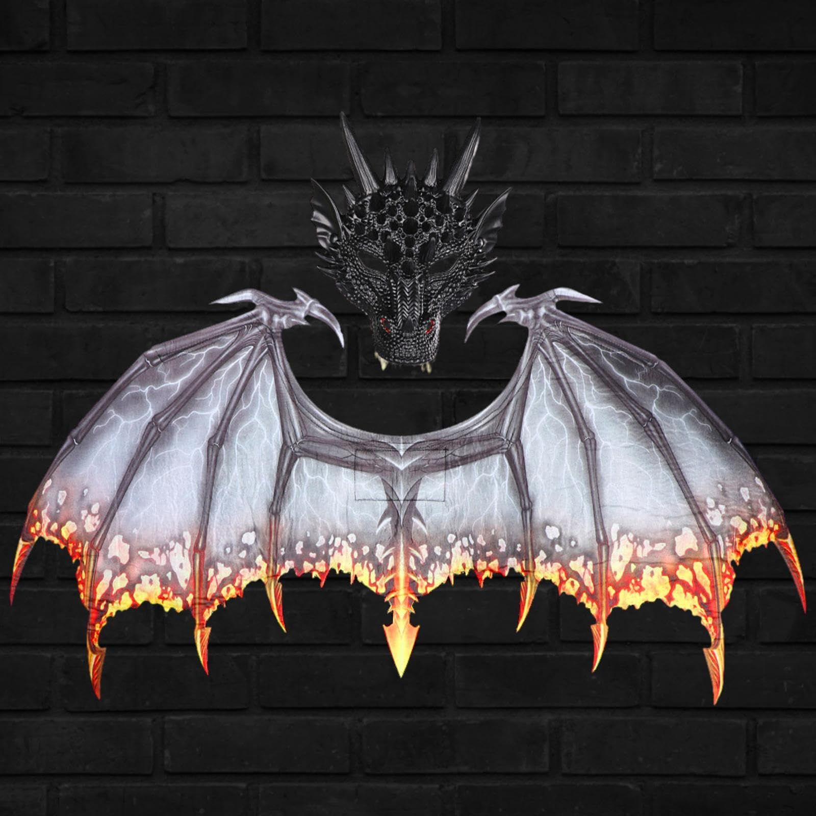 Costume Da Drago per Adulti, Maschera Da Dinosauro con Cinturino Elastico, Oggetti di Scena, Travestimento con di Drago per Bomboni