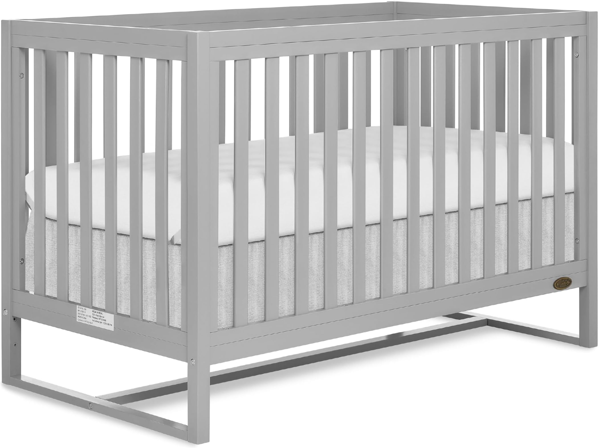Dream On Me Arlo 5-in-1 Convertible Full-Size Baby Crib in Pebble Grey, GreenGuard Gold & JPMA, Converts to Toddler, Day & Full-Size Bed, 3 Mattress Heights, Non-Toxic Finish, Sustainable Pinewood
