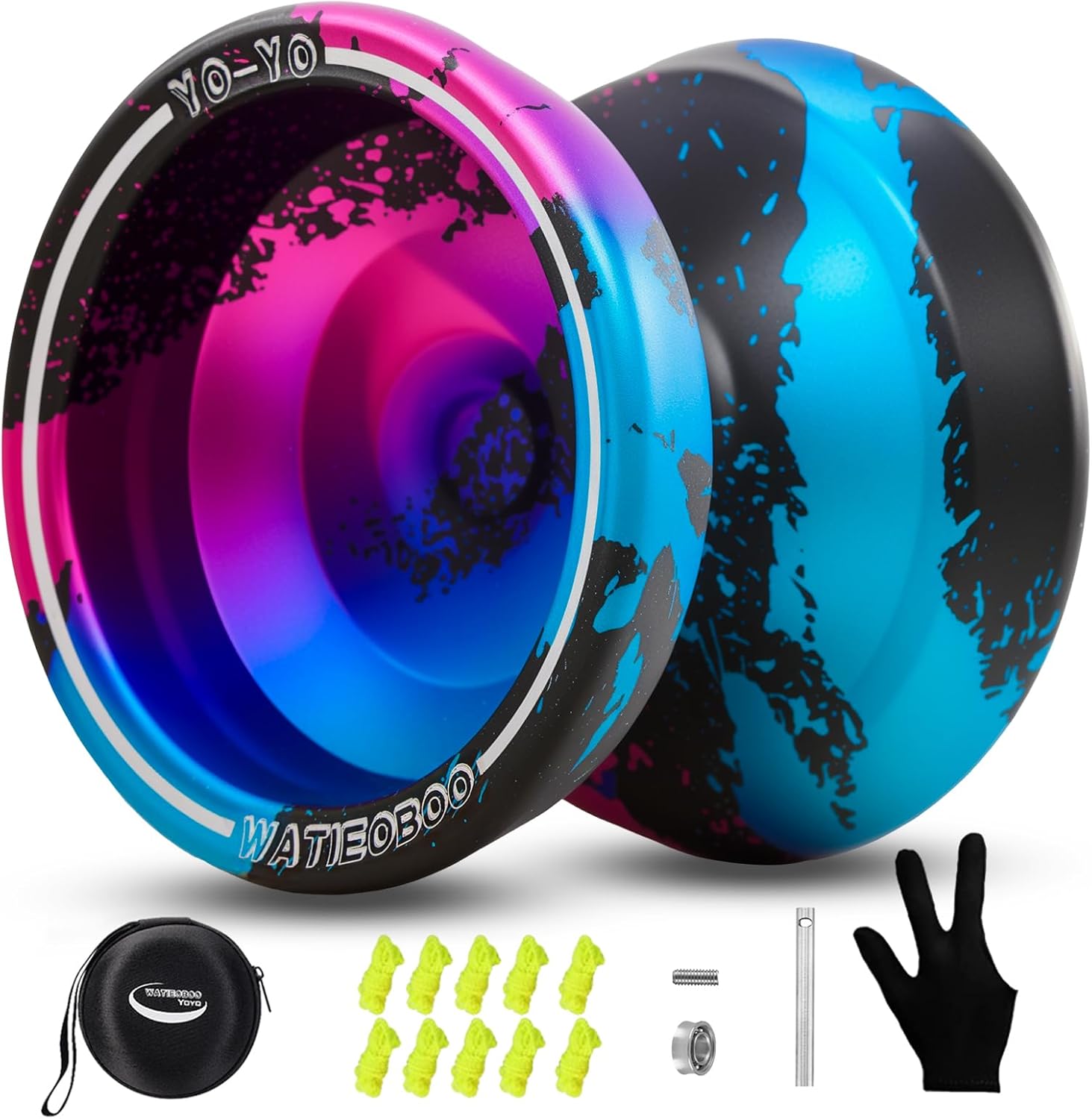 WATIEOBOO Unresponsive Metal Yoyo Professional, Replacement Responsive Ball Bearing Yoyo for Beginners, Professional Trick Yo yo for Adults with Bag, Glove and 10 Yo-yo Strings
