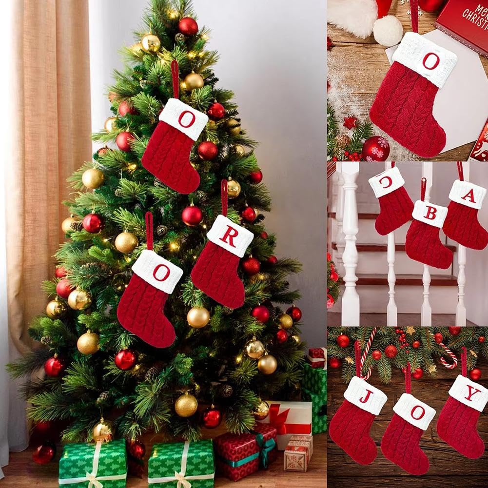 24 Mini Calze Di Natale Rosse Lavorate A Maglia, Rustiche E Piccole Con Ciondolo, Perfette Per Decorare Albero, Camino E Casa - 4