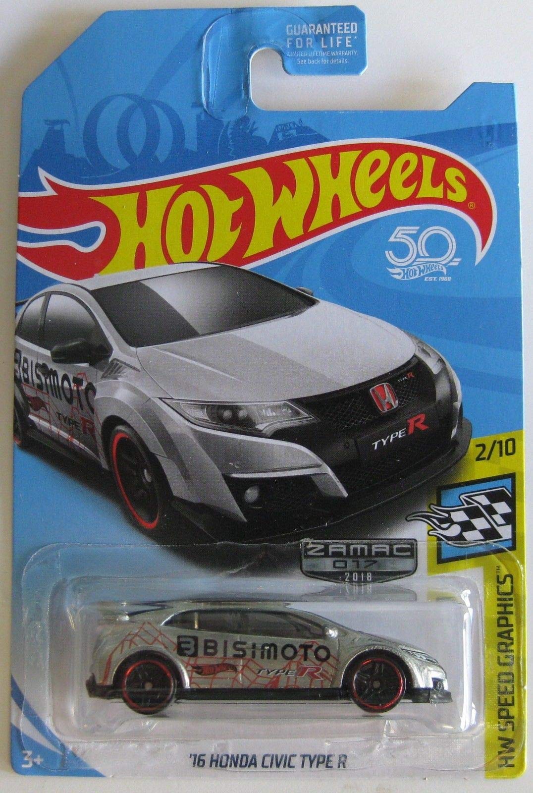 Hot Wheels 2018 Walmart Exclusive Zamac Hw Speed Graphics 2/10 - '16 Honda Civic Type R